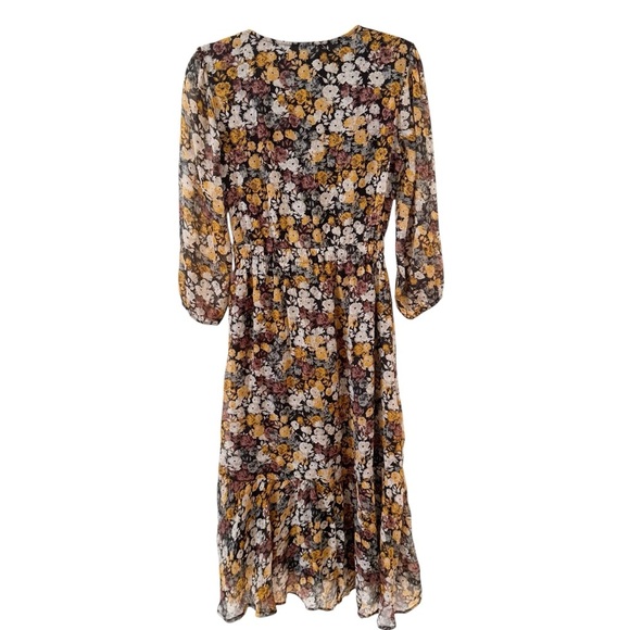 Abercrombie & Fitch Cut-Out Black Floral High-Low Midi Dress Size Small - Picture 12 of 15